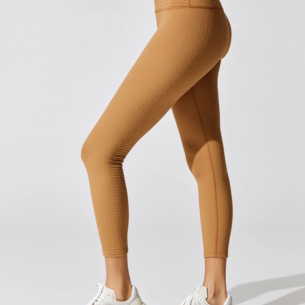 Carbon 38 Ribbed Jacquard Leggings Tan XS